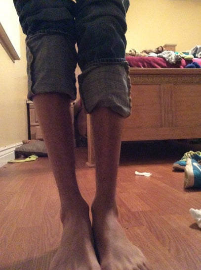 I have really skinny legs (ankles) and I hate it. Is there anything  possible I can do please? (photos)