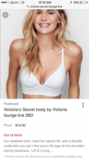 Victoria secret Body by Victoria wireless bra in 36D